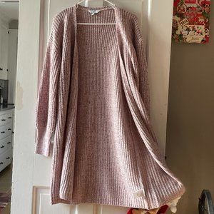 Long, Open, Pink Grey, Cardigan Sweater Time & Tru  Small